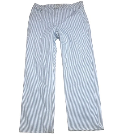 Abercrombie & Fitch Denim - Abercrombie & Fitch 90s Relaxed High Rise Hickory Stripe Jeans Blue White 16LONG
